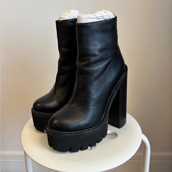 Jeffrey Campbell Shoes - Jeffrey Campbell Black Leather Mulder Platform Booties Size US 7.5